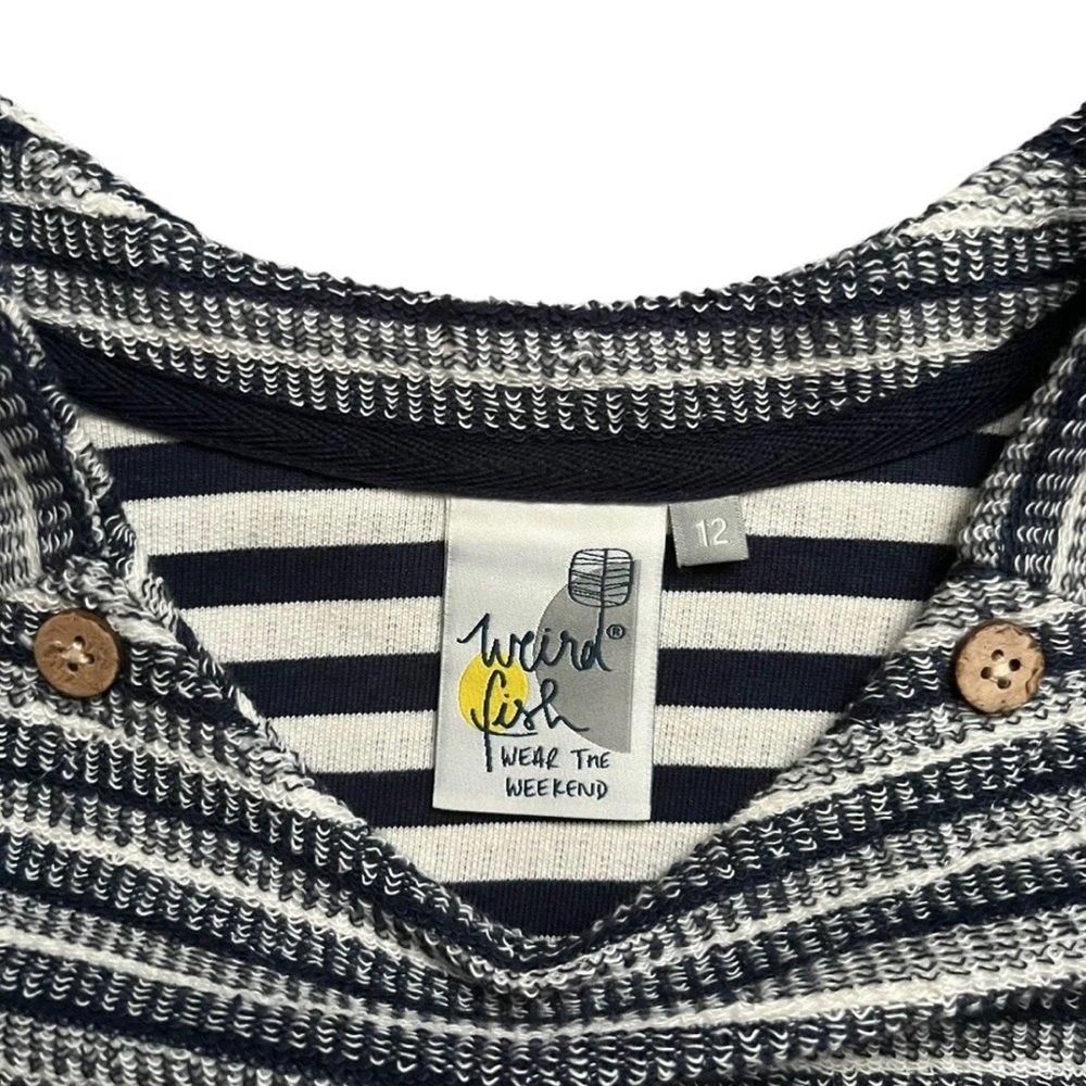 Weird Fish Jumper Womens Size 12 UK Striped With Button Accents - Picture 6 of 9